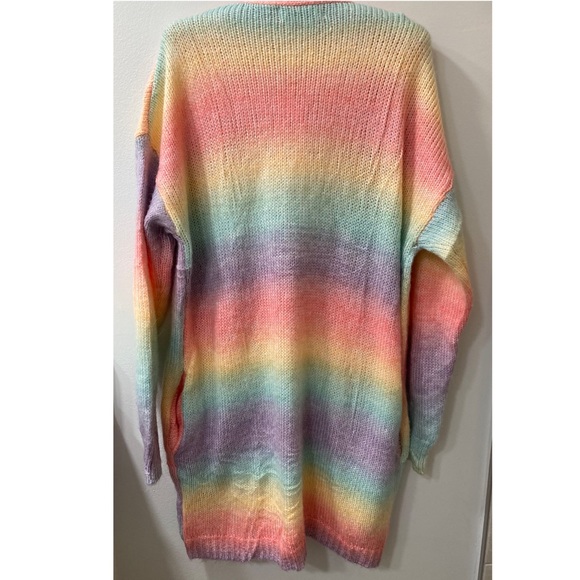 ECOWISH Womens Cardigan Striped Long Sleeve Open Front Casual Knit Sweater - Picture 4 of 7